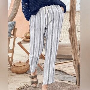Sundance Blue Striped Gauze Cotton Pants Womens Size‎ Medium Lined Boho Beach